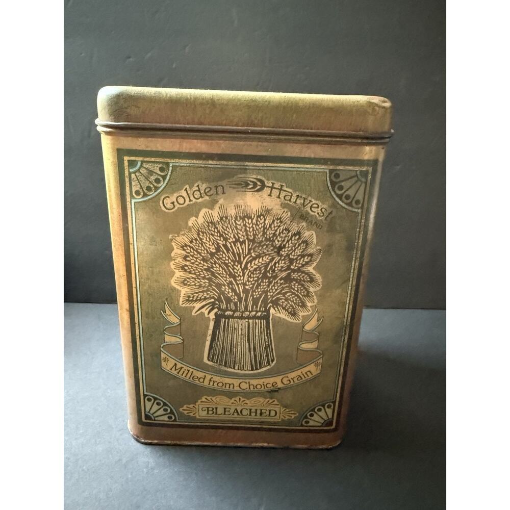 Vintage 1977 Cheinco Golden Harvest Flour Tin Canister Retro Farmhouse Cottage - Picture 6 of 10